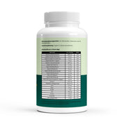 Nahrungsergänzungsmittel mit Mineralien und Vitaminen, Tabelle zeigt Nährstoffgehalte pro Portion und deren Prozentwerte des Tagesbedarfs;