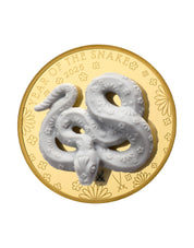 Einzigartige Goldmünze mit einem handgefertigter Meissener PorzellanSchlange.