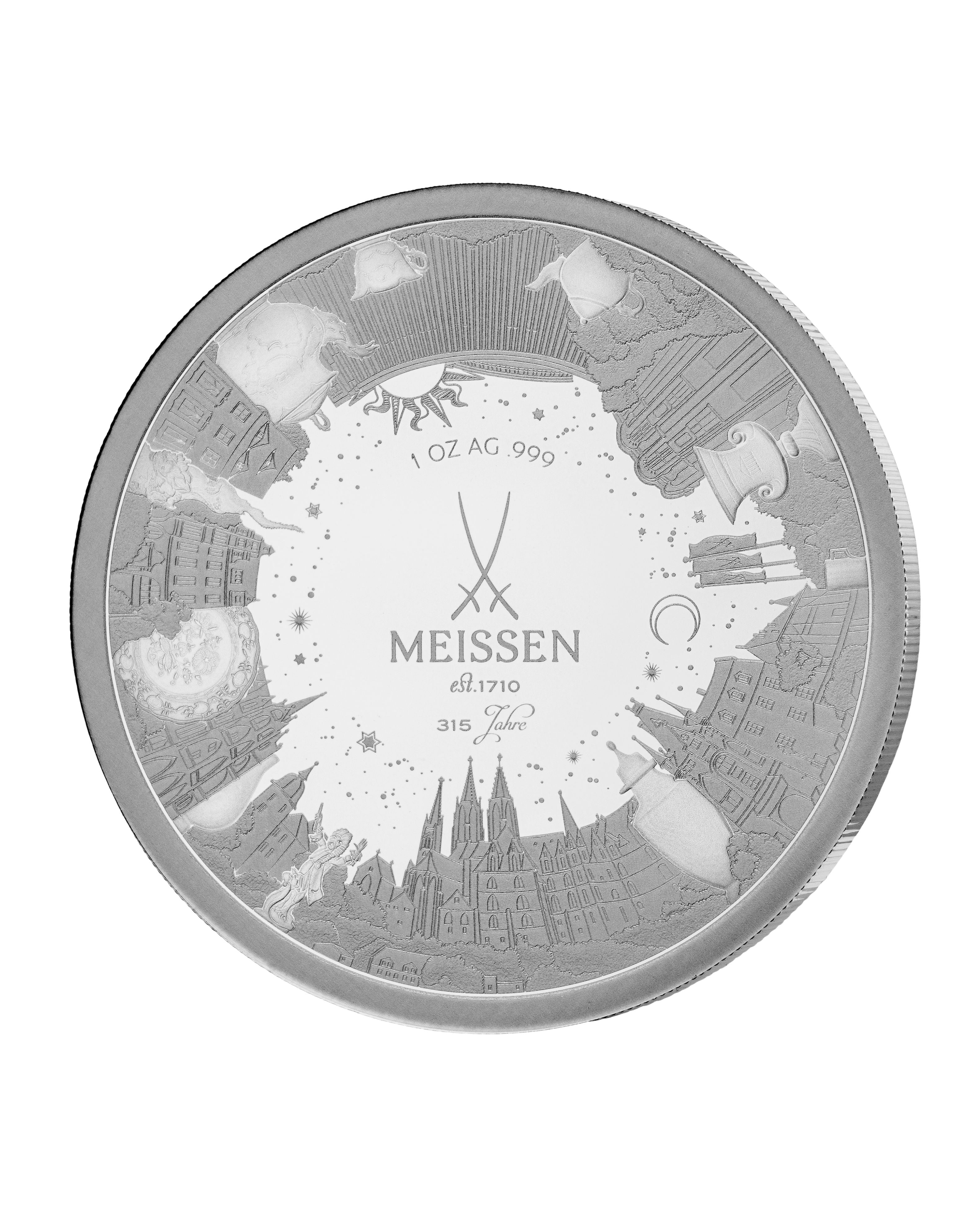 Münze 315 Jahre Meissen Porzellan 999 Silber 1 Unze