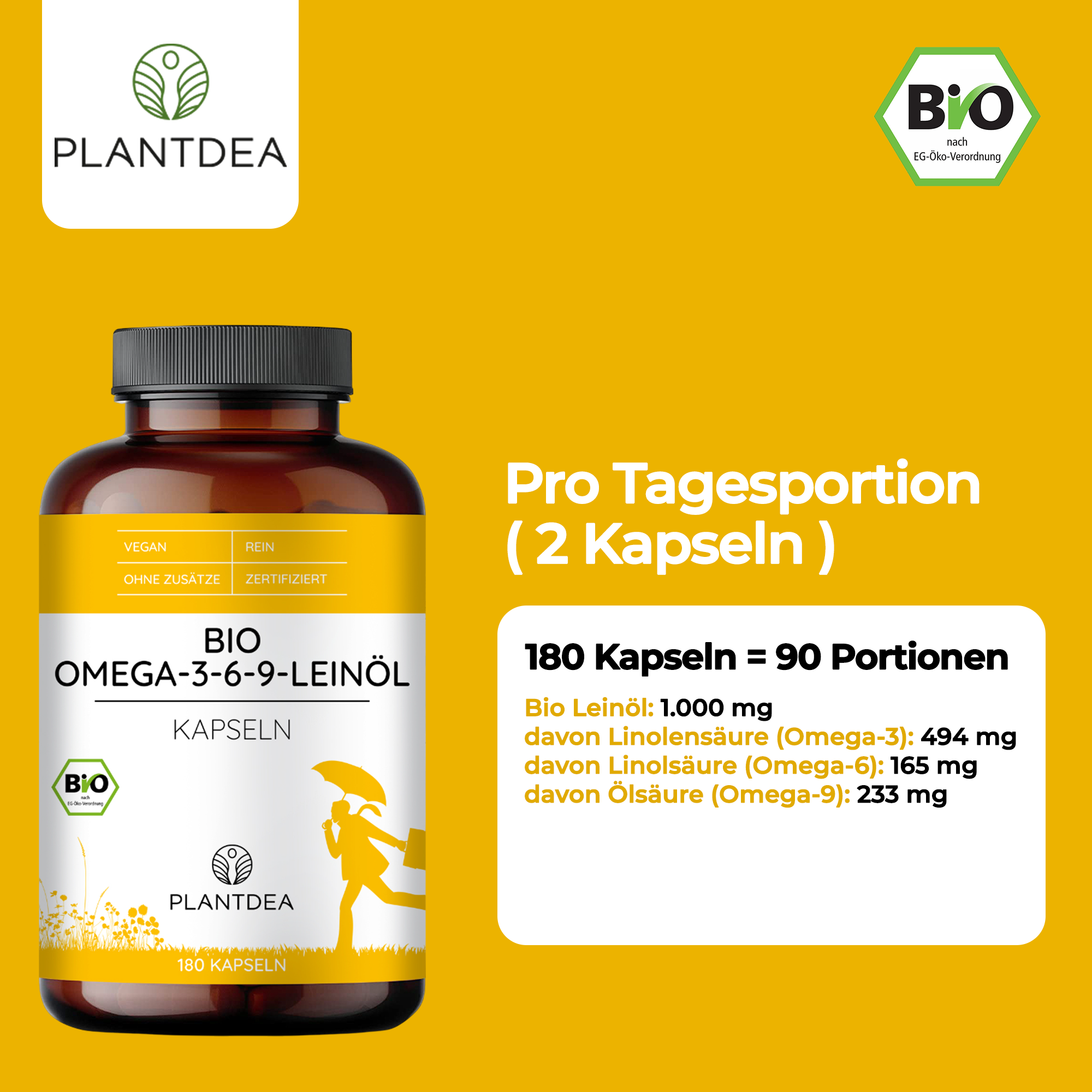 Bio Omega-3-6-9-Leinöl Kapseln