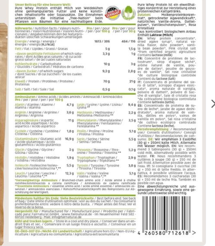 Bio Whey Protein Pulver Erdbeere