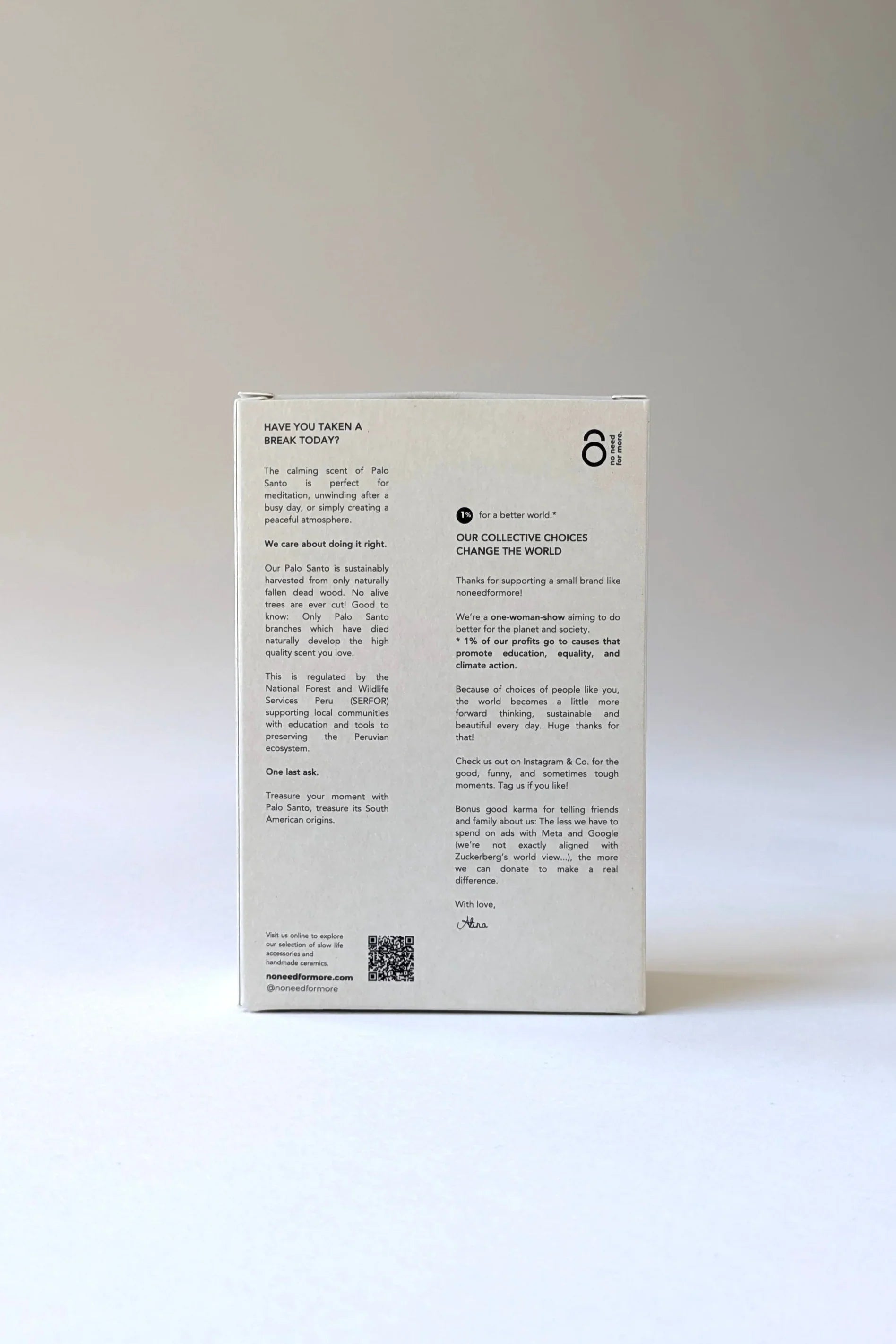 no need for more - Natürliches Holz Räucherwerk - "Palo Santo"