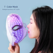Chargeable 7 Color LED facial & neck light therapy mask anti lifting & whitening