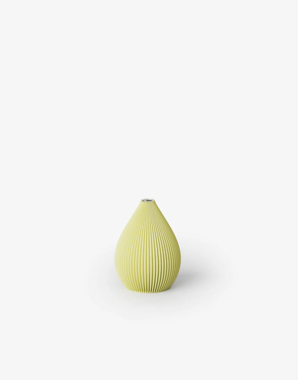 Kleine Vase mit ballonförmiger, gerippter Oberfläche in Gelb;