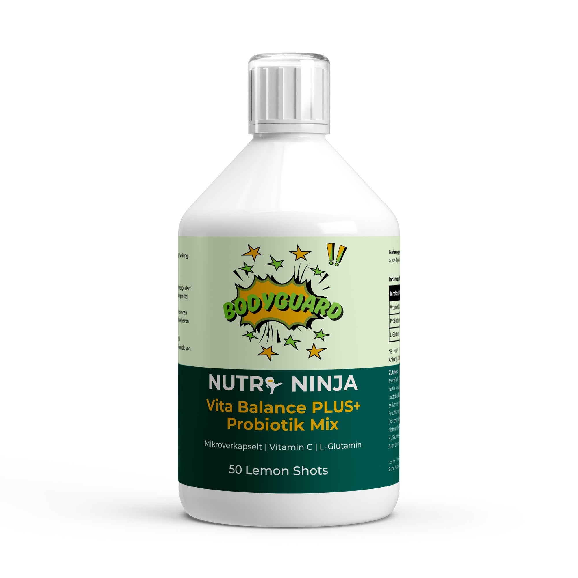Flasche Nutro Ninja Vita Balance PLUS+ Probiotik Mix mit 50 Lemon-Shots, Mikrokapseln mit Vitamin C und L-Glutamin;